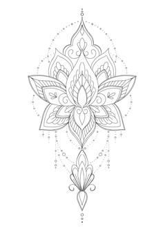 a drawing of a lotus flower on a white background