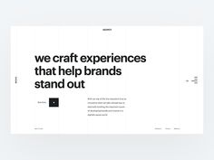 an image of a website page with the words we craft experiences that help brands stand out