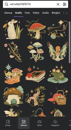 an iphone screen showing the different types of art work on it, including mushrooms and other things