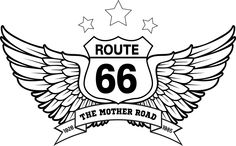 the route 66 logo with wings and stars