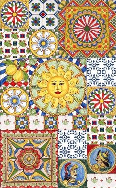 Italian Tiles, Arte Sketchbook, Italian Ceramics, Italian Art, Tile Art, Tile Patterns