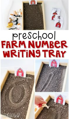 the farm number writing tray is an easy way to practice numbers