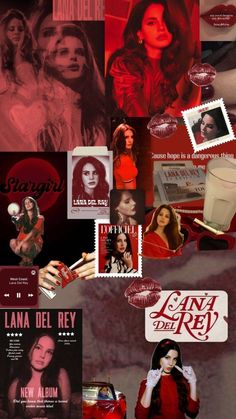 a collage of photos with the words lana del ray on them and images of women