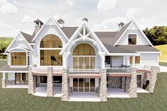 this is an artist's rendering of a large house in the country side view