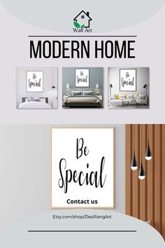 the modern home flyer is displayed in three different colors and sizes, including black and white