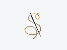 the letter s is made up of gold and black lines with an arrow on it