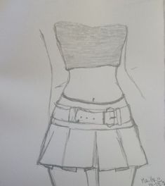 a drawing of a woman's skirt and belt