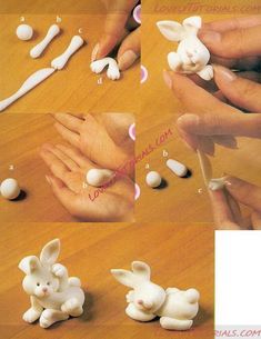 the instructions for making an easter bunny out of plastic eggs and marshmallows