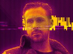 a man with headphones on in front of a purple and yellow background that has squares