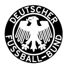 the logo for the german football team, which is black and white with an eagle on it