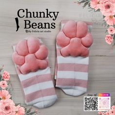 Chunky Beans by Felicia art studio Plush Paw Pad Socks--the perfect blend of comfort and cuteness! 🐾 100% unique product Handmade ◾Cotton knee socks  ◾3D paw pads made of soft polyester, carefully embroidered edges. The pattern was designed to make the paw pads as cute and chunky as possible. The fabric is hand cut, stuffed and glued. ◾The composition and size of the socks: Composition: cotton - 75% polyamide - 20% spandex - 5% Size socks: US 5,5 - 9 EUR 37- 41 (26 -28 cm) UK 4 - 7,5 ◾processin Animal Paws, Paw Pad, Paw Pads, Cozy Socks, Knee Socks, Cute Plush, Adult Costumes, Favorite Things Gift, Animal Lover