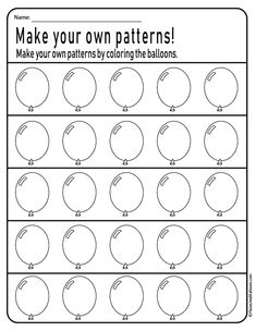 make your own pattern worksheet for children to learn how to count the balls