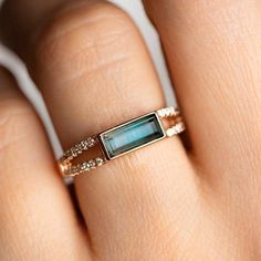 Elizabeth Stone, Ring Baguette, Indicolite Tourmaline, Baguette Ring, Blue Tourmaline, Vermeil Jewelry, Baguette Cut, Jewelry Cleaner