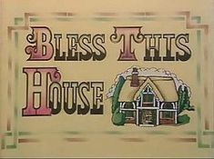 there is a sign that says,'bless this house'with an image of a cottage on it