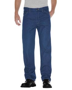 Unisex Regular Straight Fit 5-Pocket Denim Jean Pant - STONEWASH _29 - 30 | Dickies Regular Straight Fit 5-Pocket Denim Jean Pant in Stonewash Size 30 | Cotton