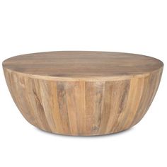 a wooden table that is made out of wood and has a circular design on the top