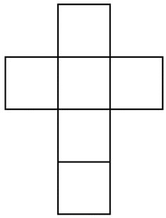 a cross with four squares in the middle and one at the bottom, on a white background