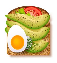 a sandwich with an egg, tomato and cucumber on it