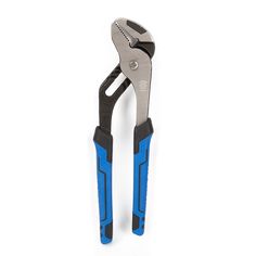 a pair of pliers with blue handles on a white background