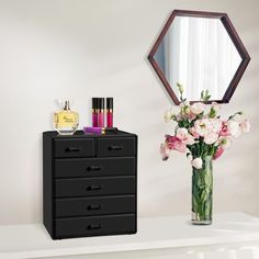 Organize all your beauty products, makeup, and cosmetics effortlessly with the Cosmetic & Makeup Storage Organizer featuring 4 large drawers and 2 small drawers. This acrylic organizer brings beauty to organization, offering a sleek and stylish solution for your vanity without the need for assembly. Measuring approximately 9.50" L x 6.25" W x 11.25" H, it fits perfectly into your space. Its chic transparent design coordinates seamlessly with any decor, making it an ideal holiday gift for any gir College Dorm Closet, Small Drawer Organizer, Bathroom College, Dorm Closet, Closet Desk, Clear Makeup Organizer, Makeup Case Organization, Media Makeup, Makeup Storage Organization