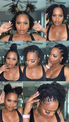 Short Microlocs, Styles Short Locs, Microlocs Styles, Microloc Styles, Sisterlocks Styles Updo, Natural Hair Woman, Sister Locks, Sisterlocks Styles, Different Hair Styles