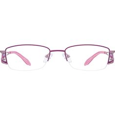 Seek and you shall find attention in these whimsical rectangle glasses. The stainless steel eyeglasses features bold colors and wave-shaped cutouts on the temple arms. For added comfort the look is fitted with adjustable nose pads and acetate temple tips. | Zenni Women's Rectangle Prescription Eyeglasses Half-Rim Pink Stainless Steel Bang Inspo, Zenni Optical Glasses, Agejo Gyaru, Buyable Pins, Stylish Eyeglasses, Rectangle Glasses, Rim Design, Zenni Optical, Buy List