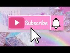 a pink sign that says subscibe with a rainbow and a bell on it