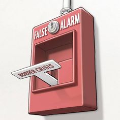 a red box with a sign that says false alarm