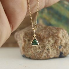 Unique Triangle Gemstone Pendant - Handcrafted Emerald Trillion Necklace. Unique Triangle Gemstone Pendant - Handcrafted Emerald Trillion Necklace Gemstone ✦ 𝗟𝗮𝗯 𝗚𝗿𝗼𝘄𝗻 / 𝗖𝗿𝗲𝗮𝘁𝗲𝗱 𝗘𝗺𝗲𝗿𝗮𝗹𝗱 - 𝗠𝗮𝗻 - 𝗠𝗮𝗱𝗲 ✦ Trilliant / Triangle Rose Cut -  ✦ Color -Green ✦ Excellent / Very Good Cut - Size (mm) : 4 mm (approx) ✦ Setting :  Bezel ✦ Bail - 4mm Diameter Inside ✦ READY TO SHIP - GIFTS ✦ ( ONLY CHARM - PENDANT - SELECT CHAIN as per order ) Metal  ✦ Made of recycled 𝗦𝗼𝗹𝗶𝗱 𝗚 Minimalist Gemstone Birthstone Necklace For Wedding, Yellow Gold May Birthstone Necklace For Wedding, 14k Gold Gemstone Jewelry For Birthday, Minimalist Jewellery, May Birthday, Emerald Pendant, Necklace Unique, Necklace Gemstone, Gifts Wedding