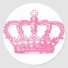 a pink crown sticker on a white background