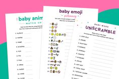 two baby emoji match up worksheets with the words unscramble