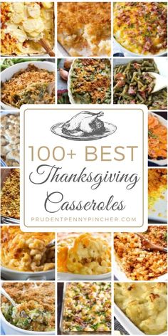 thanksgiving casserole collage with the words, 100 best thanksgiving casseroles