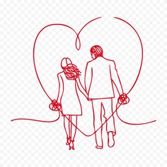 a man and woman holding hands while standing in front of a heart