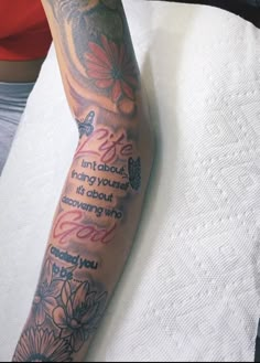 a woman with a tattoo on her arm has a quote from the book, i can't think about being yourself