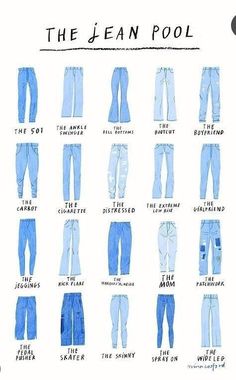 Types Of Jeans, Fashion Design Patterns, Clothing Design Sketches, Quick Outfits