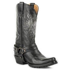 Men‚Äôs Roper¬† Moto Eagle Lug Boots Handcrafted Black - yeehawcowboy Luxury Western Style Men's Moto Boots, Mens High Heel Cowboy Boots, Luxury Vintage Men's Cowboy Boots, Bota Country, Lug Boots, Western Boots For Men, Dr Shoes, Roper Boots, With Nails