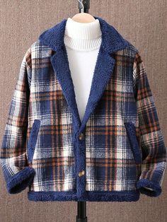 Tween Boy Plaid Print Teddy Lined Overcoat Without Sweater Multicolor Casual  Long Sleeve Polyester Plaid Regular Non-Stretch  Tween Boys Clothing, size features are:Bust: ,Length: ,Sleeve Length: Boy Outerwear, Boys Plaid, Plaid Print, Boys Clothing, Boy's Clothing, All Fashion, Tartan, Length Sleeve, Latest Trends