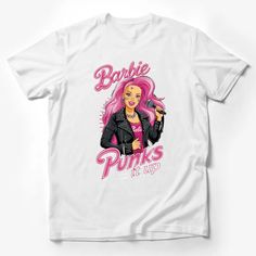 Punk Barbie Graphic Tee, Pink Hair Punk Rock Barbie T-Shirt, Women's Fashion Top, Unique Gift Idea Male T-Shirt Custom graphic T-Shirt.Customize your color Rock Barbie, Barbie Graphic Tee, Punk Barbie, Barbie Graphic, Barbie T Shirt, Nature Inspired Fashion, Penguin T Shirt, Graphic Print Shirt, Trendy Tee