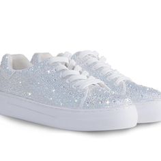 Suokdil Sparkle Rhinestone Sneakers For Women Bling Sneakers Rhinestone Sneakers White Shoe Glitter Fashion Bedazzled Platform Tennis Shoes Bride Sequin Wedding And Party Trendy Shoe Size 7.5 Brand New Never Worn Still In Box And Bag In Box. Glitter White Shoes, Wedding Shoes Sparkly Sneakers, Glitter White Converse, Sparkly Sneakers, Bling Sneakers, Sparkle Sneakers, Rhinestone Sneakers, Platform Tennis Shoes, Platform Tennis