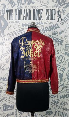 Handpainted Harley Quinn Jacket.Perfect for cosplay,theme parties and harley fans Moto Vest, Joan Jett, George Michael