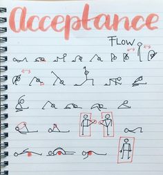 an open notebook with writing on it that says,'accpetance flow '