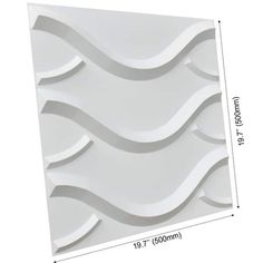 a white wall with wavy lines on it and measurements for the width of each panel