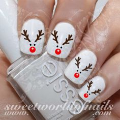 Christmas Nail Art Reindeer Nail Water Decals Spice Nails, Nail Water Decals, Christmas Nail Stickers, Christmas Gel, Clear Nail, Christmas Gel Nails, Christmas Nail Art Designs, Snowflake Nails, Christmas Nails Acrylic