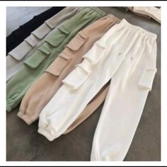 The Most Comfortable Joggers With Side Pockets. To Die For! वेस्टर्न ड्रेस, Patchwork Joggers, Celana Jogger Wanita, Crop Top And Sweatpants, Woman Trousers, Tracksuit Outfit, Harajuku Women, Solid Color Pants, Cute Lazy Outfits