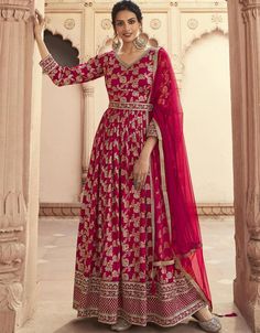 🔥 Set your style on fire with our Paprika Anarkali Salwar Kameez! ✨ Experience the richness of this exquisite Paprika Anarkali Style Salwar Kameez. The vibrant color and intricate design will make you the center of attention. 🌟 Discover the perfect blend of tradition and modernity at Arabic Attire. 💫 #SalwarKameez #ArabicAttire #PaprikaGlam #AnarkaliStyle #FashionForward #StylishElegance #Fashionista #ShopNow Lehenga With Belt, Bridal Anarkali, Silk Anarkali Suits, Silk Anarkali, Gown Suit, Designer Anarkali, Silk Bottoms, Anarkali Gown, Ghagra Choli