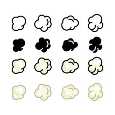 a bunch of different types of clouds on a white background