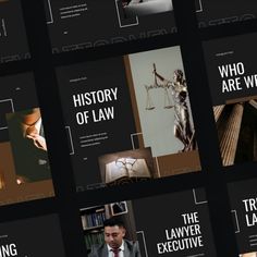 a series of law brochures with images of people in suits and ties on them