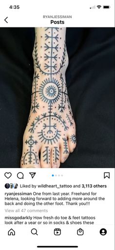 a person with tattoos on their feet and foot is shown in an instagramtion