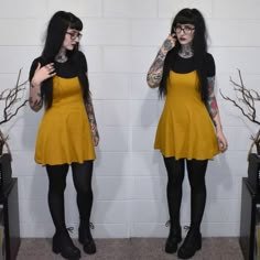 Short Apple Shape Outfits, Outfit To Meet His Parents First Time, Outfits For 30 Year Old Women, Edgy Cute Outfits, Yellow Goth, Work Outfits Fashion, Edgy Work Outfits, Work Outfits Ideas, Corporate Goth