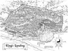 a black and white map of king's landing